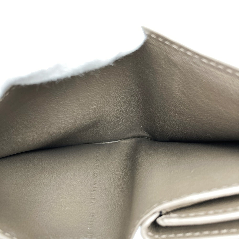 BALENCIAGA 594216 Bi-fold Wallet Compact Wallet Beige Greige Leather Women's Fashion Women's Men's USED