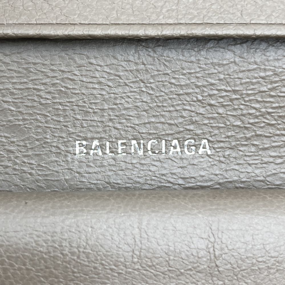 BALENCIAGA 594216 Bi-fold Wallet Compact Wallet Beige Greige Leather Women's Fashion Women's Men's PRE-OWNED