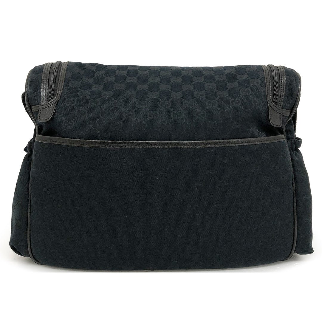 ◎Gucci 123326 GG Supreme Mother's Bag with Seat Canvas and Leather Black