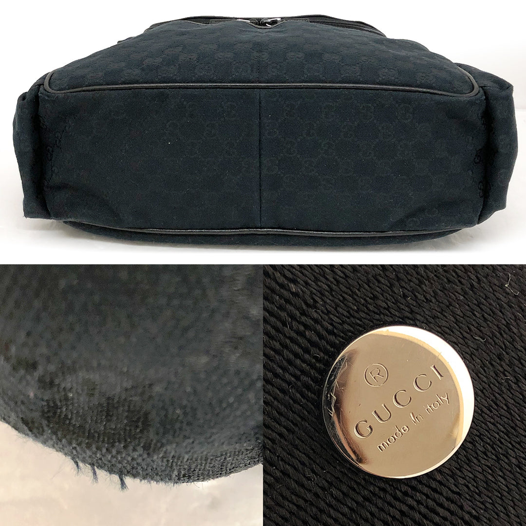 ◎Gucci 123326 GG Supreme Mother's Bag with Seat Canvas and Leather Black