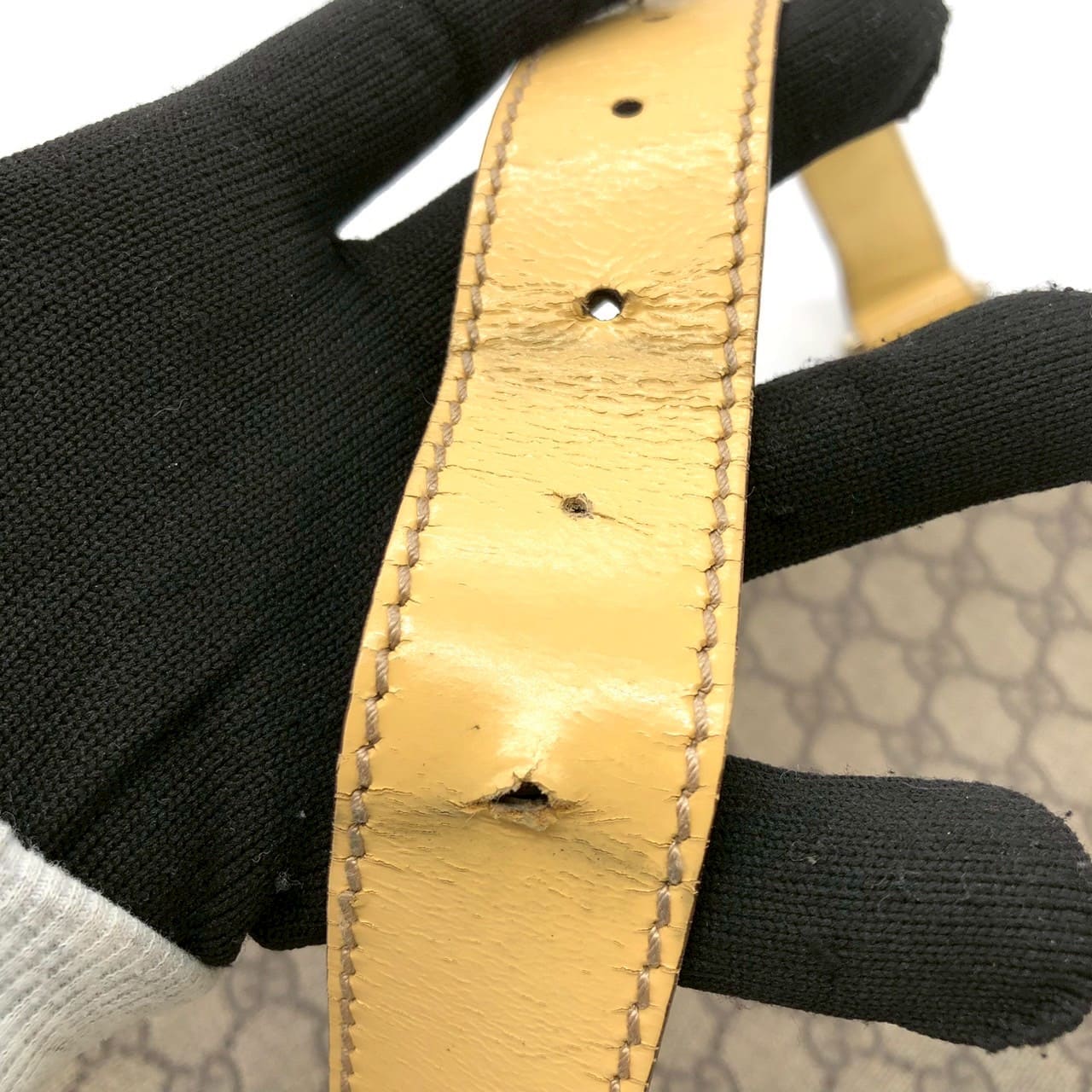 GUCCI 201446 GG Supreme Shoulder Bag, Yellow, Women's