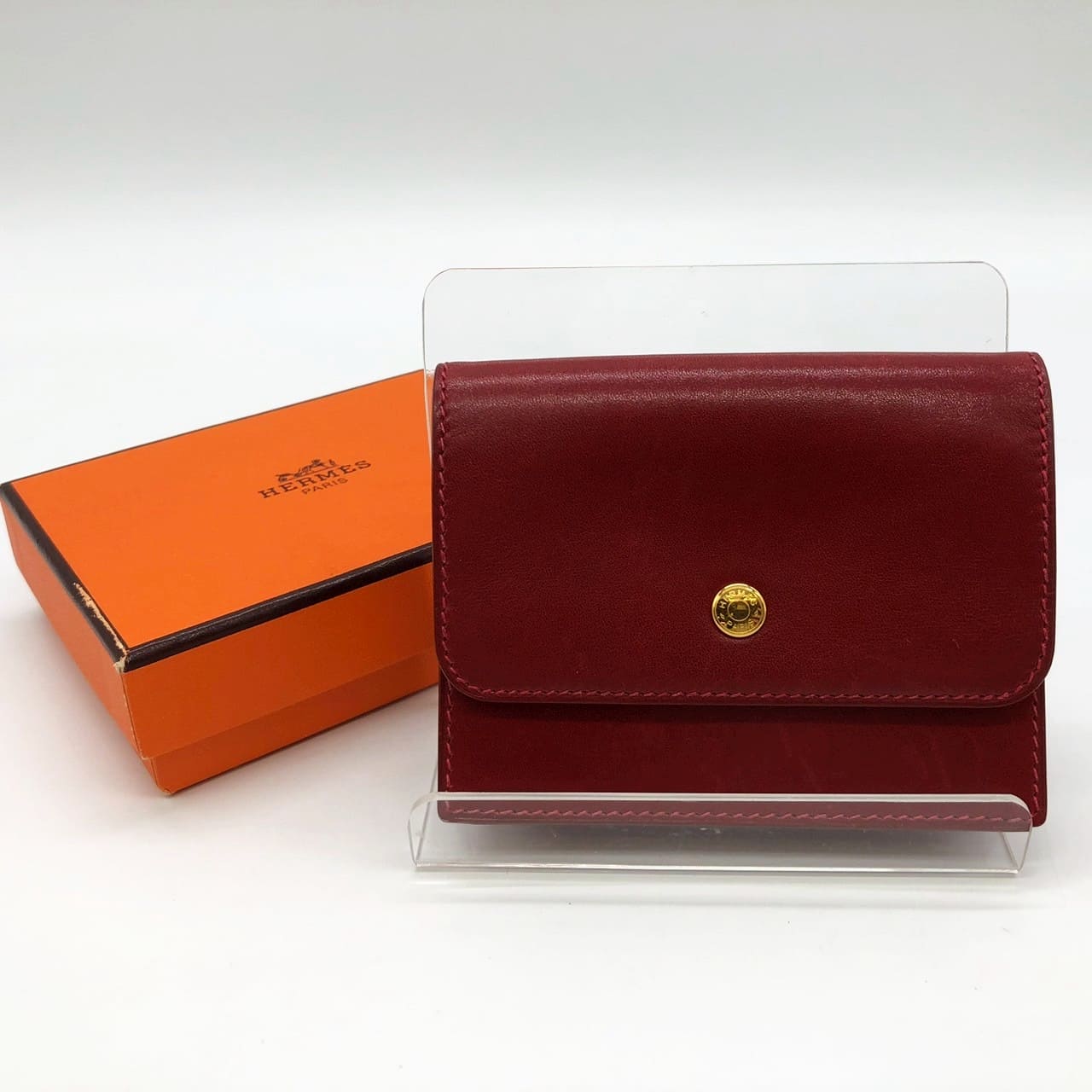 HERMES Hermes Sellier Coin Case, Small Coin Purse, Card Case, Leather, Red, Women's, Men's, Brand, Gift, PRE-OWNED