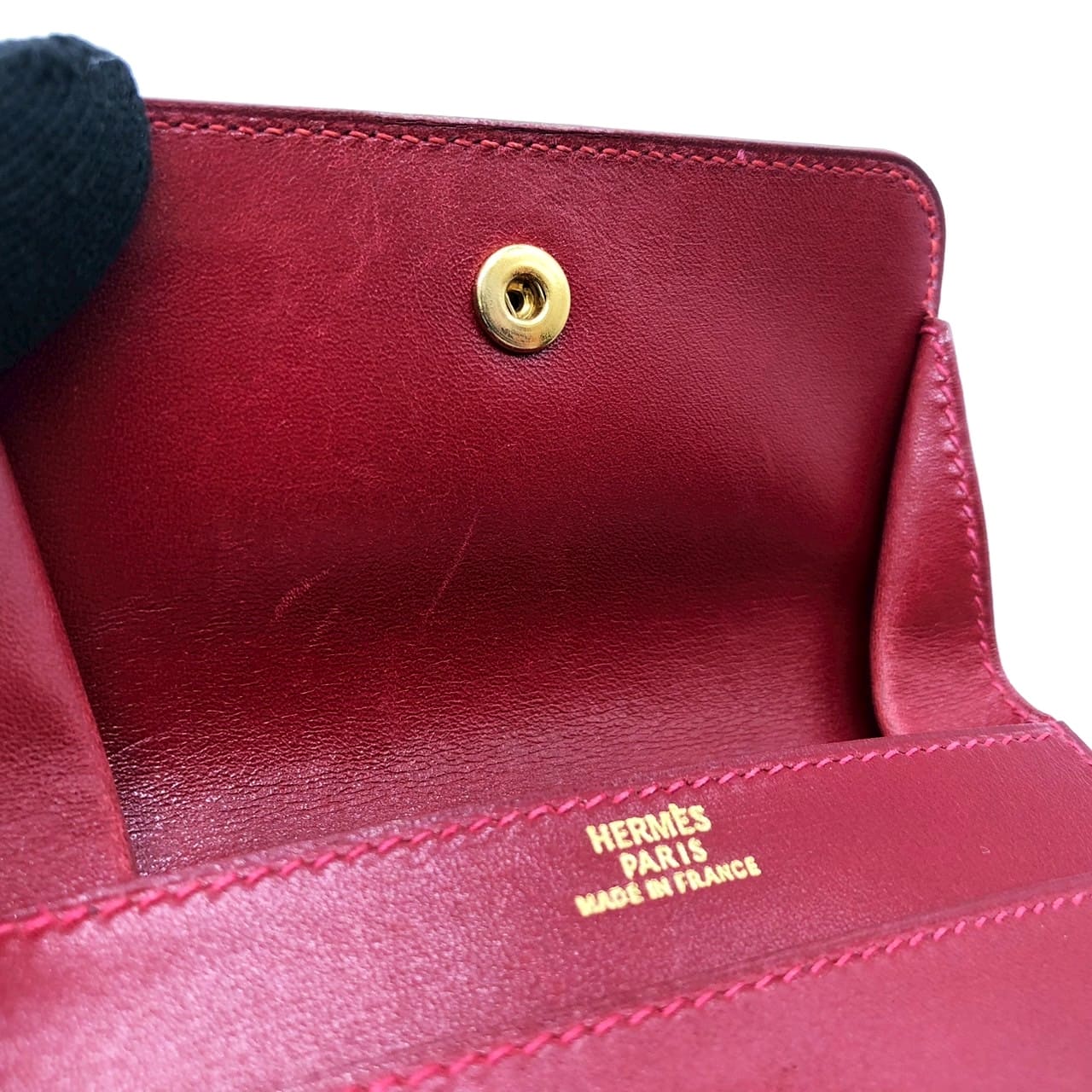 HERMES Hermes Sellier Coin Case, Small Coin Purse, Card Case, Leather, Red, Women's, Men's, Brand, Gift, PRE-OWNED