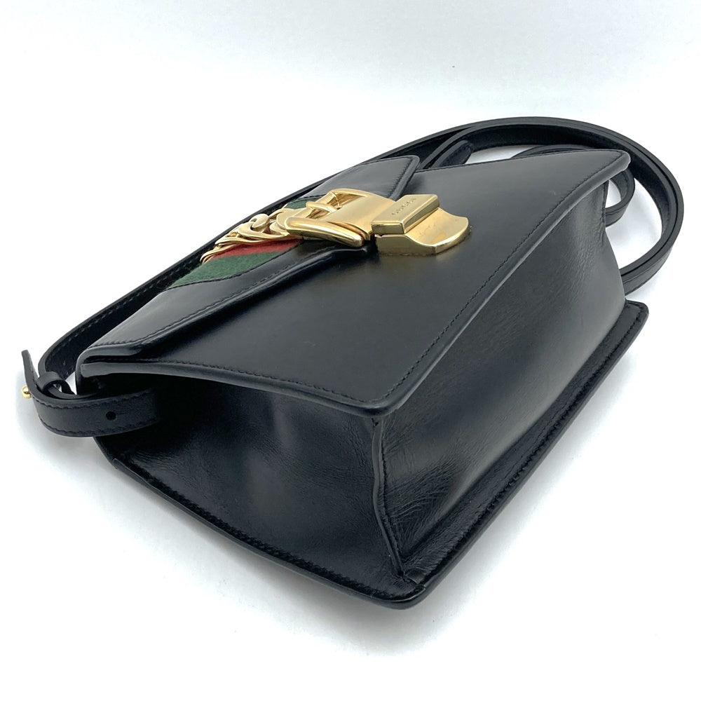 GUCCI 470270 シルヴィ ショルダーバッグ、シェリーラインチェーン、レザー、ブラック、レディース【中古品】
