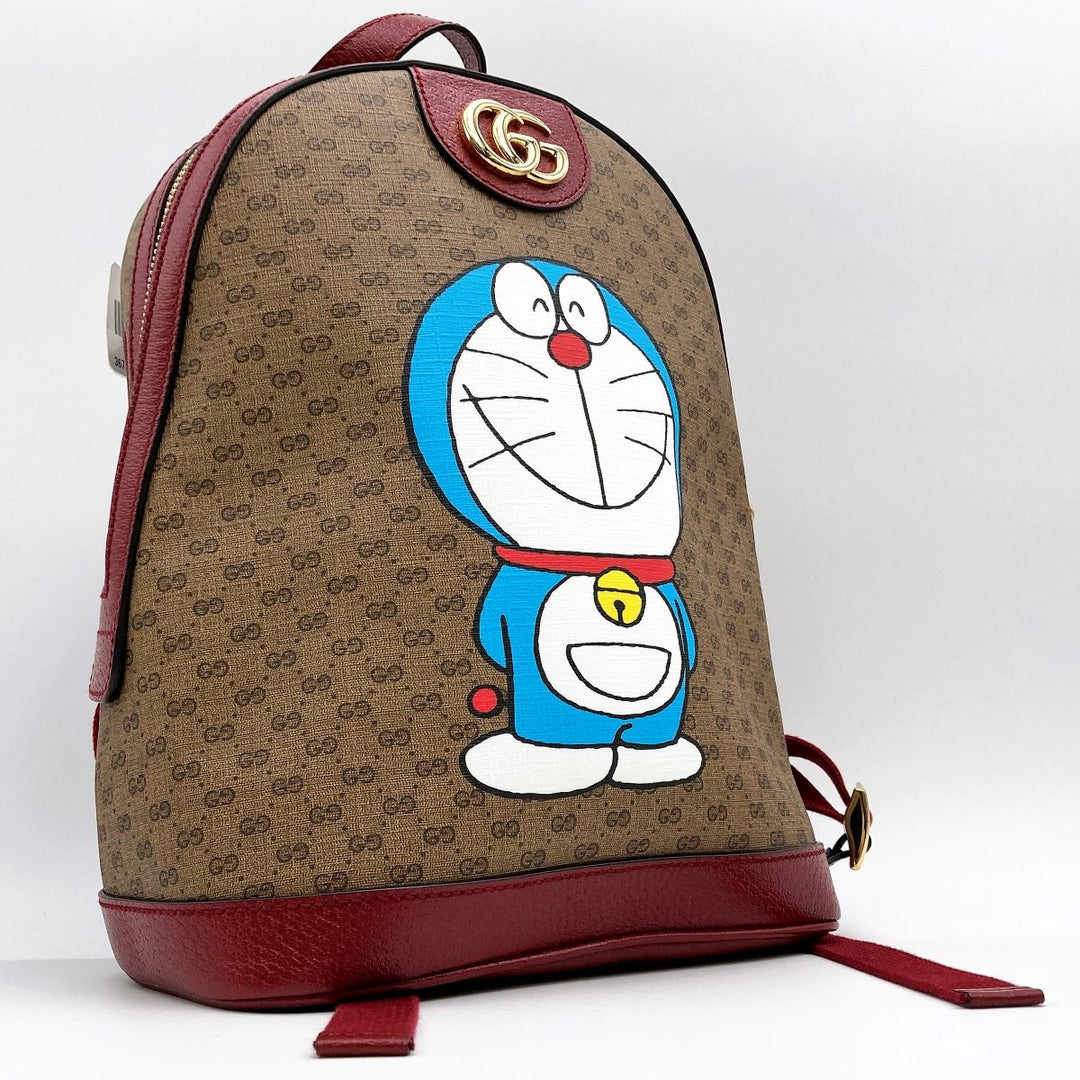 Gucci 647816 "Doraemon" collaboration Backpacks GG Supreme Brown Red