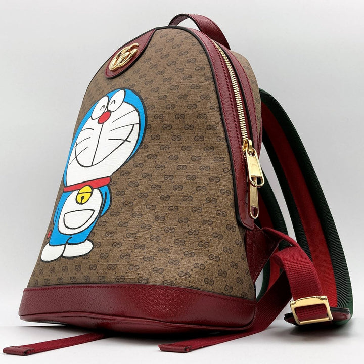 Gucci 647816 "Doraemon" collaboration Backpacks GG Supreme Brown Red
