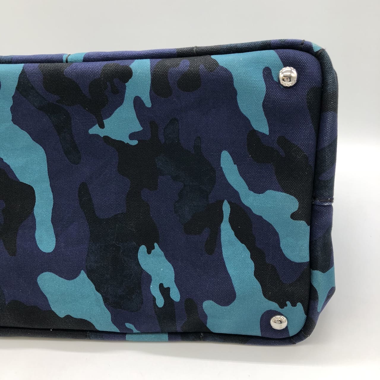 PRADA Canapa Tote Bag Handbag Camouflage Canvas Blue Women's Men's PRE-OWNED