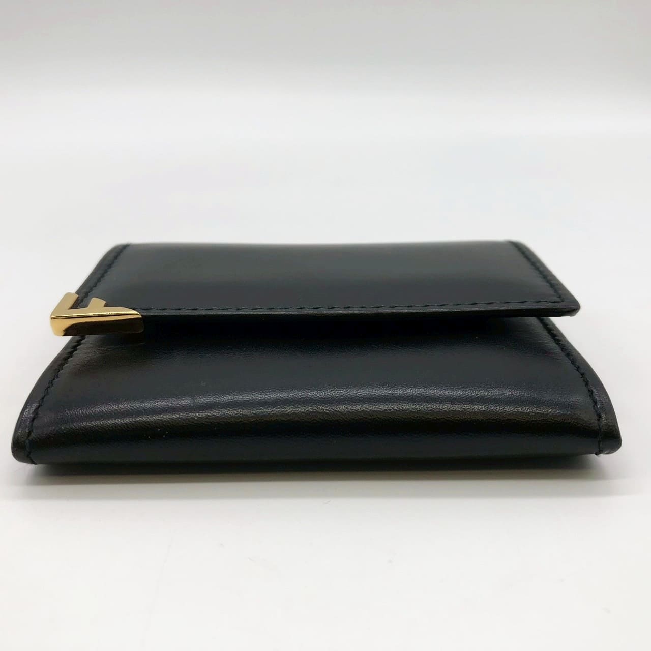 Salvatore Ferragamo coin case, small item holder, wallet, leather, black, women's, men's, vintage, brand, used. PRE-OWNED