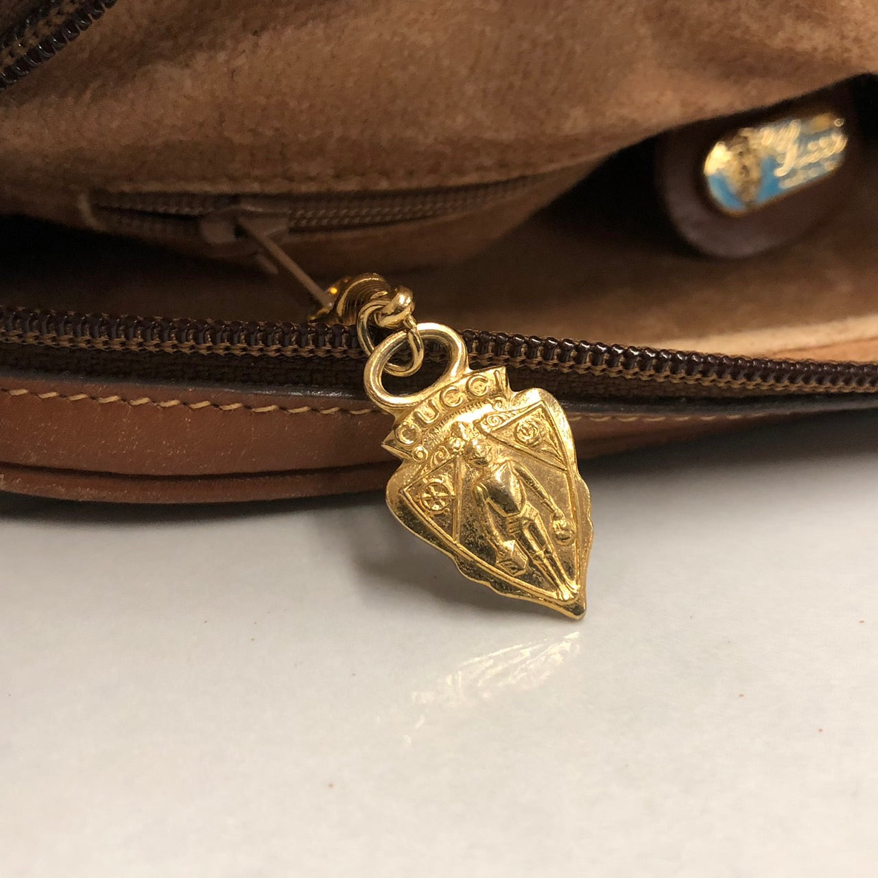 GUCCI Old Gucci 0001 104 0558 Shoulder Bag White Brown Micro GG PVC x Leather Brand Women's (Slightly Imperfect)