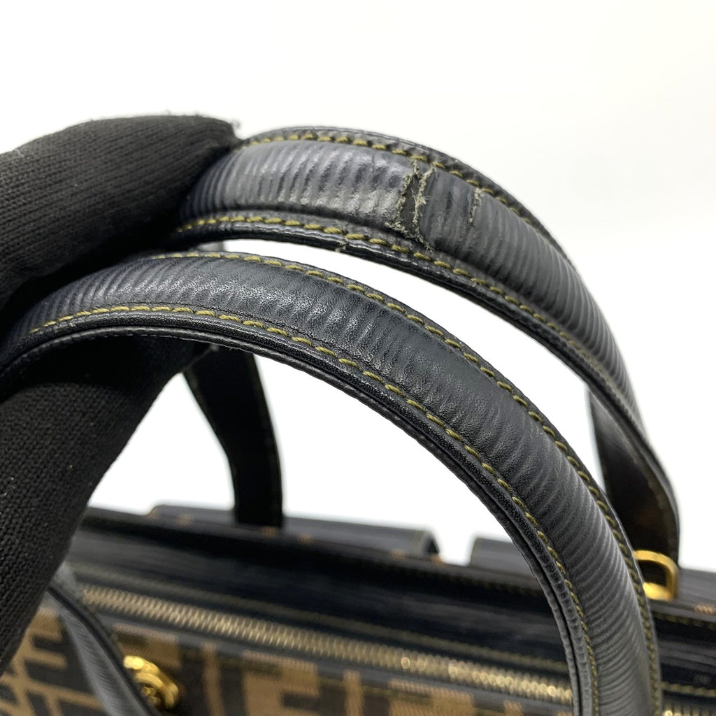 FENDI Zucca Handbag/Shoulder Bag, 2-way, Nylon and Leather, Brown, Women's PRE-OWNED