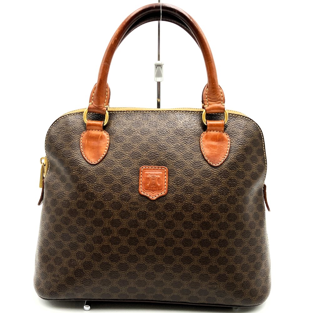 CELINE DM95 Handbag, Macadam PVC Leather, Brown, Vintage, Women's Fashion, Brand, PRE-OWNED