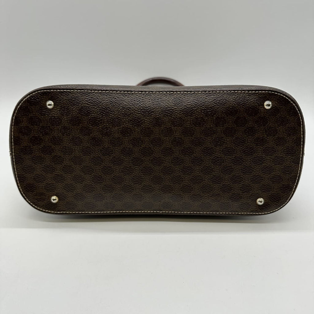 CELINE DM95 Handbag, Macadam PVC Leather, Brown, Vintage, Women's Fashion, Brand, PRE-OWNED