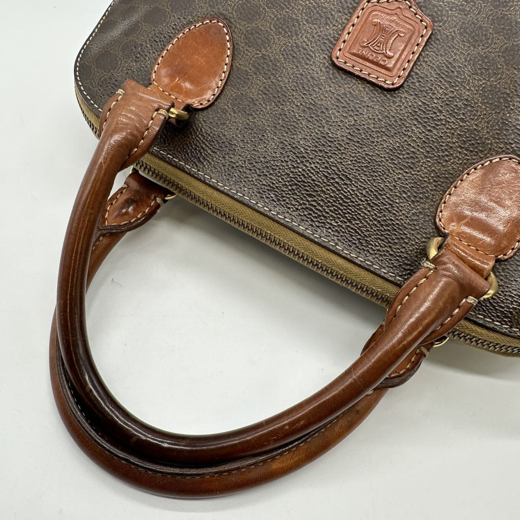 CELINE DM95 Handbag, Macadam PVC Leather, Brown, Vintage, Women's Fashion, Brand, PRE-OWNED