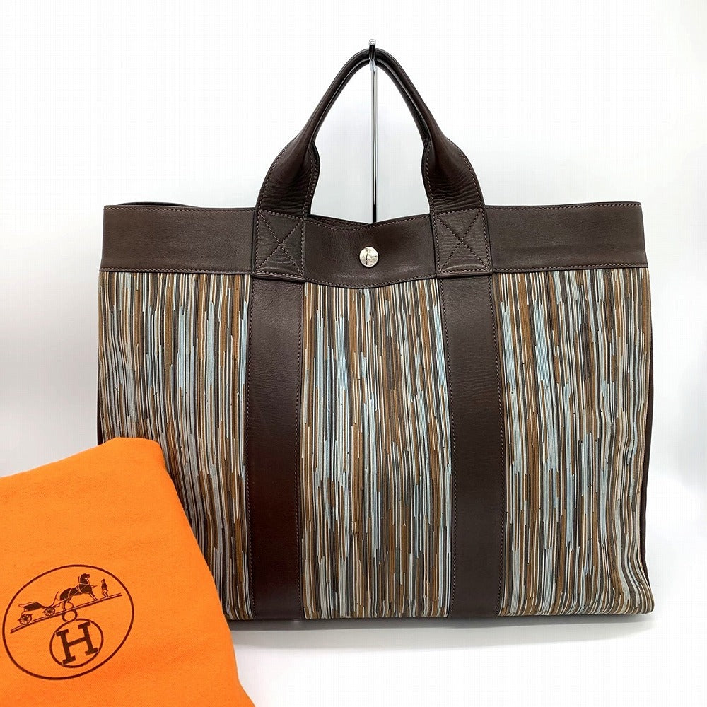 HERMES Hermès Four Tou MM Vibrato Tote Bag, □E Stamp, Business, A4 Size, Leather, Brown, Blue, Men's/Women's Fashion PRE-OWNED