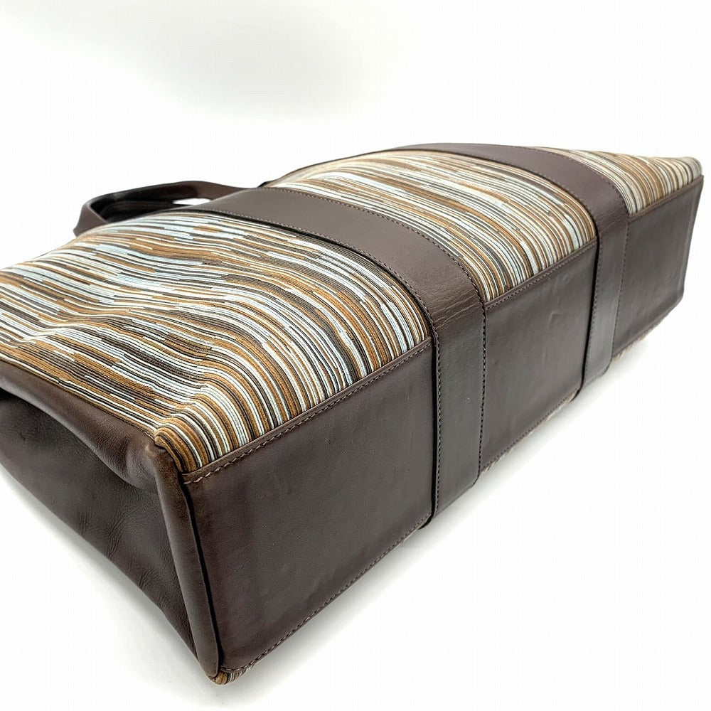 HERMES Hermès Four Tou MM Vibrato Tote Bag, □E Stamp, Business, A4 Size, Leather, Brown, Blue, Men's/Women's Fashion