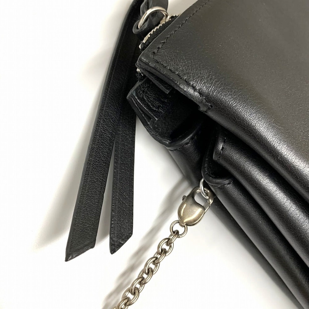 CELINE Trifold Slim Chain Shoulder Bag/Clutch Bag, 2-way, Black, Solid Leather, Shoulder Bag, Women's/Men's, Vintage, USED Fashion