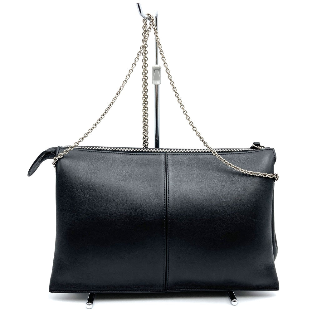 CELINE Trifold Slim Chain Shoulder Bag/Clutch Bag, 2-way, Black, Solid Leather, Shoulder Bag, Women's/Men's, Vintage, USED Fashion