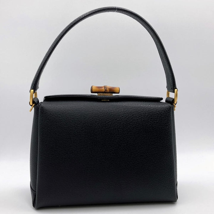 Gucci 000 2046 Bamboo Handbags Leather Black