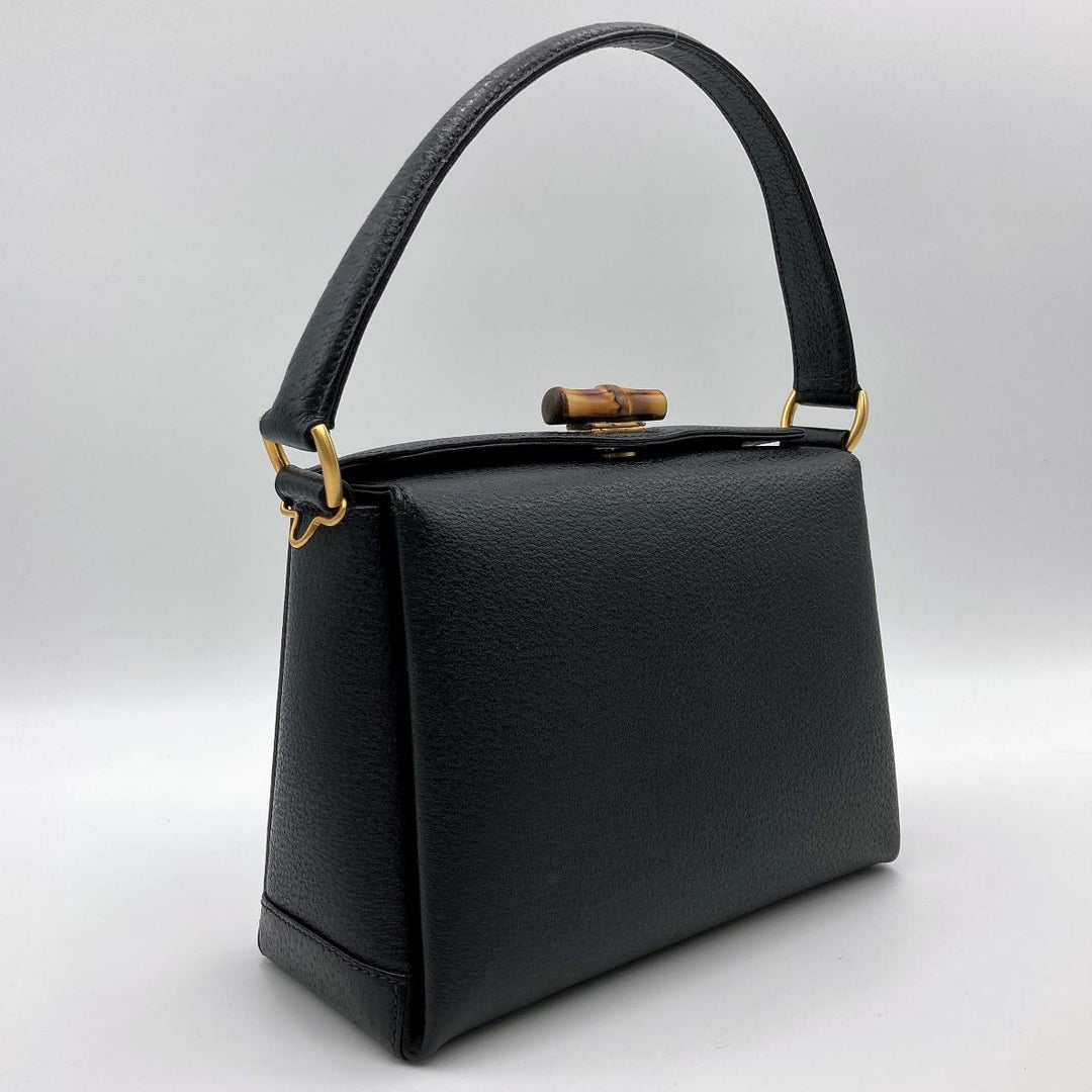 Gucci 000 2046 Bamboo Handbags Leather Black