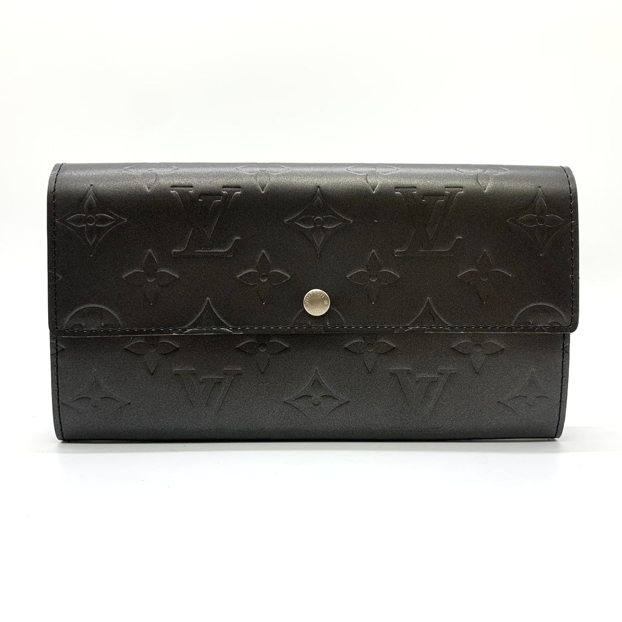 LOUIS VUITTON Portefeuille Sarah M65142 Long Wallet, Monogram Matte Black, Women's PRE-OWNED