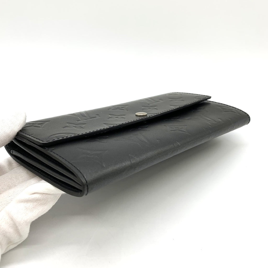 LOUIS VUITTON Portefeuille Sarah M65142 Long Wallet, Monogram Matte Black, Women's PRE-OWNED