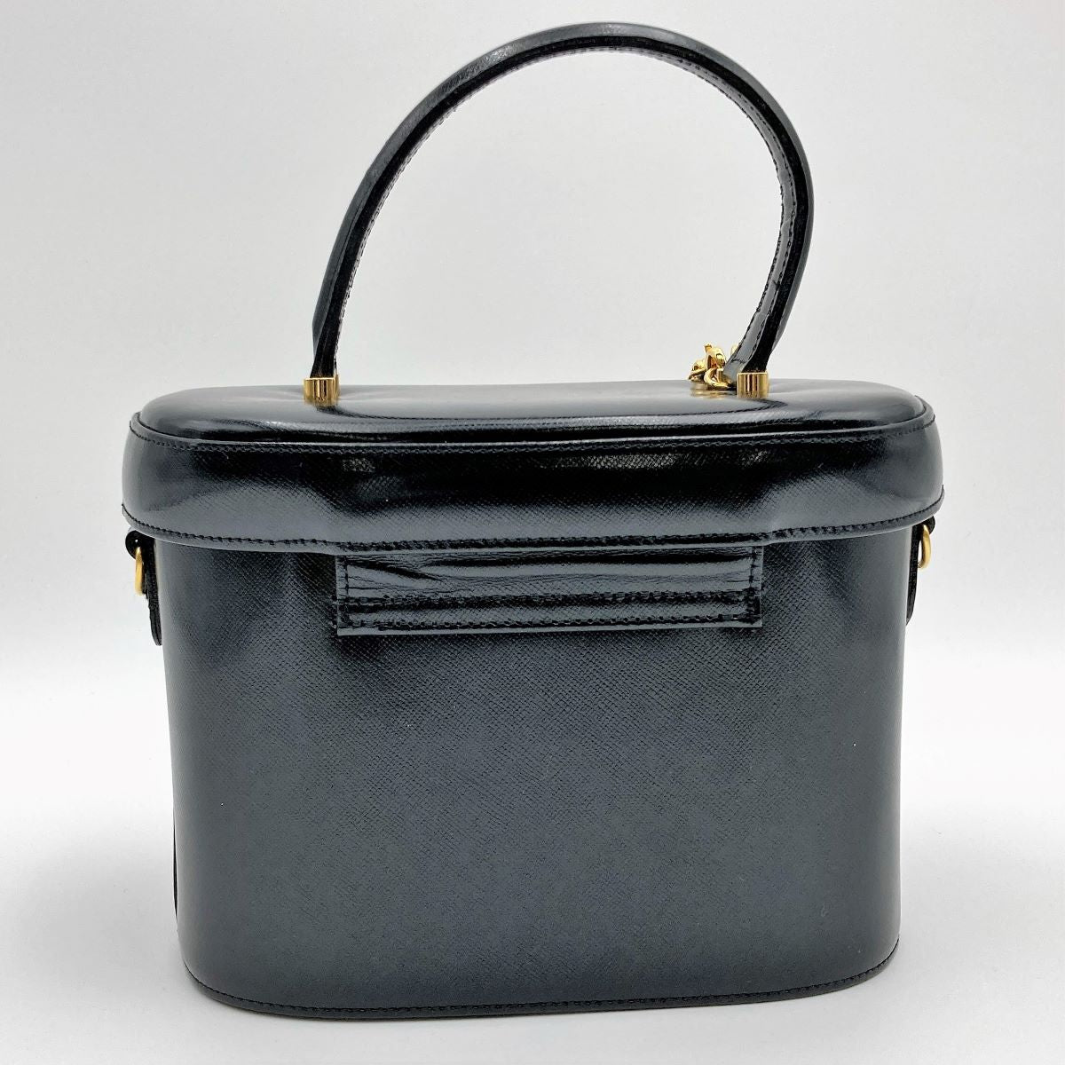 Beautiful VERSACE Vanity Bag, Makeup Case, Cosmetics, Black Leather with Gold Charm, Women's Fashion Accessory