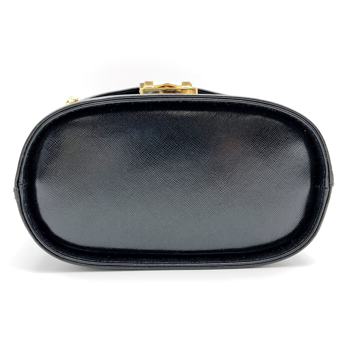 Beautiful VERSACE Vanity Bag, Makeup Case, Cosmetics, Black Leather with Gold Charm, Women's Fashion Accessory