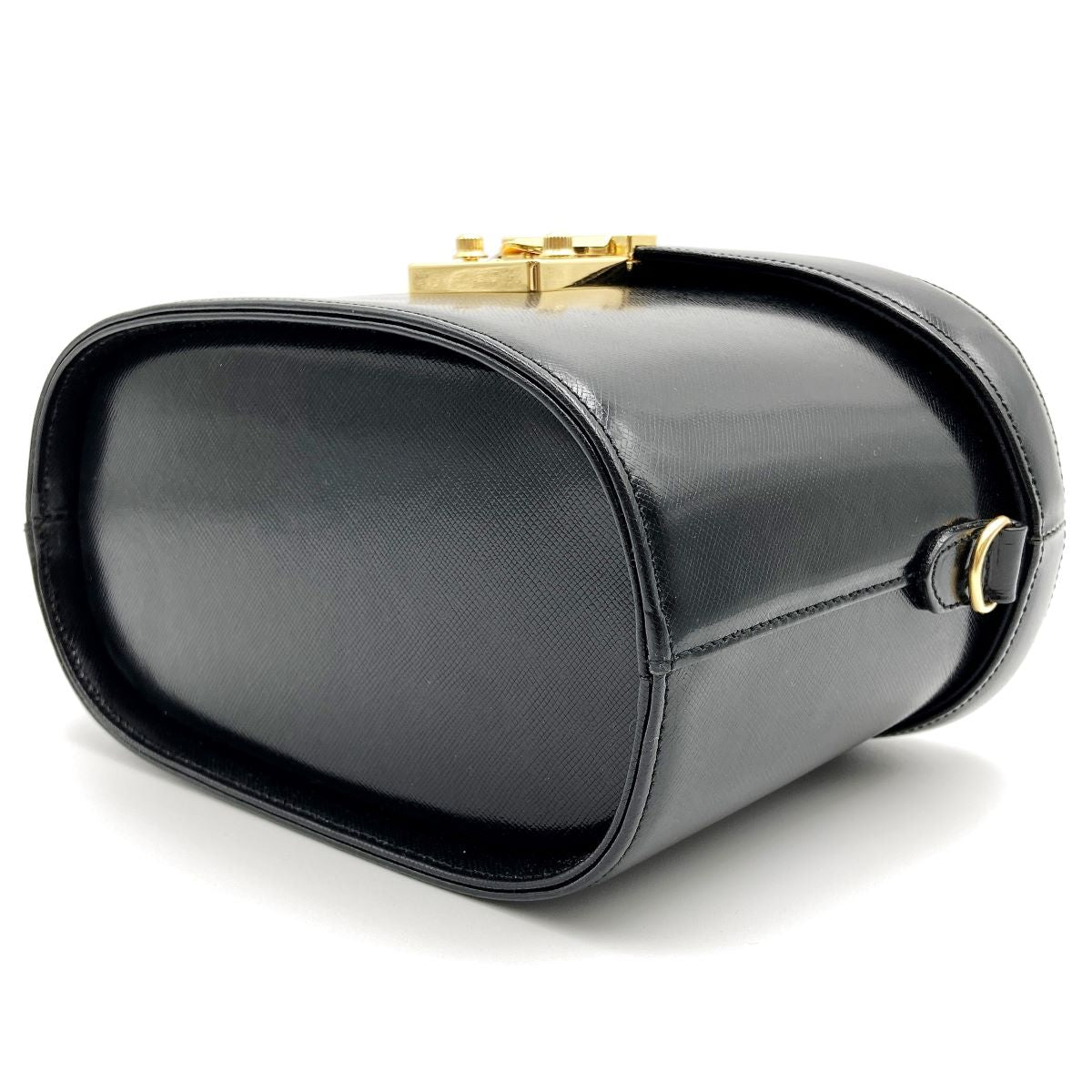 Beautiful VERSACE Vanity Bag, Makeup Case, Cosmetics, Black Leather with Gold Charm, Women's Fashion Accessory