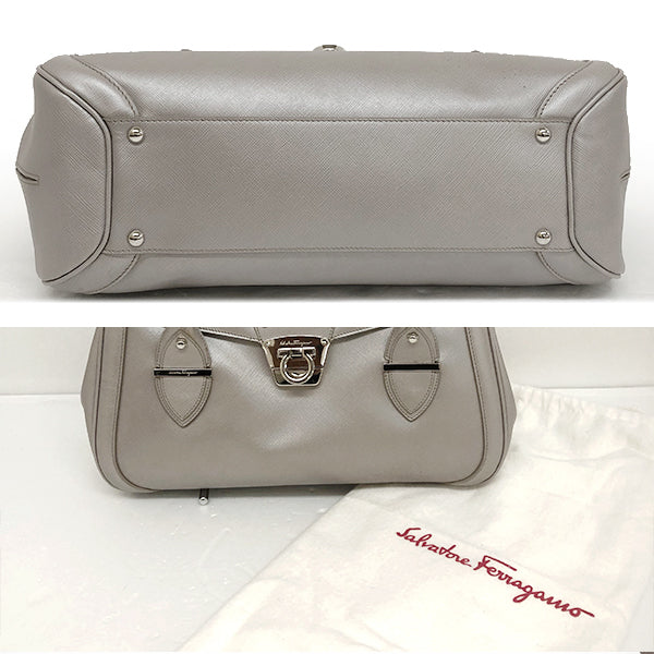 Salvatore Ferragamo DH-21 A234 Handbag leather metallic silver