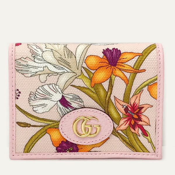 Gucci 577347 GG Marmont Flora Bifold Wallet Canvas Leather Women