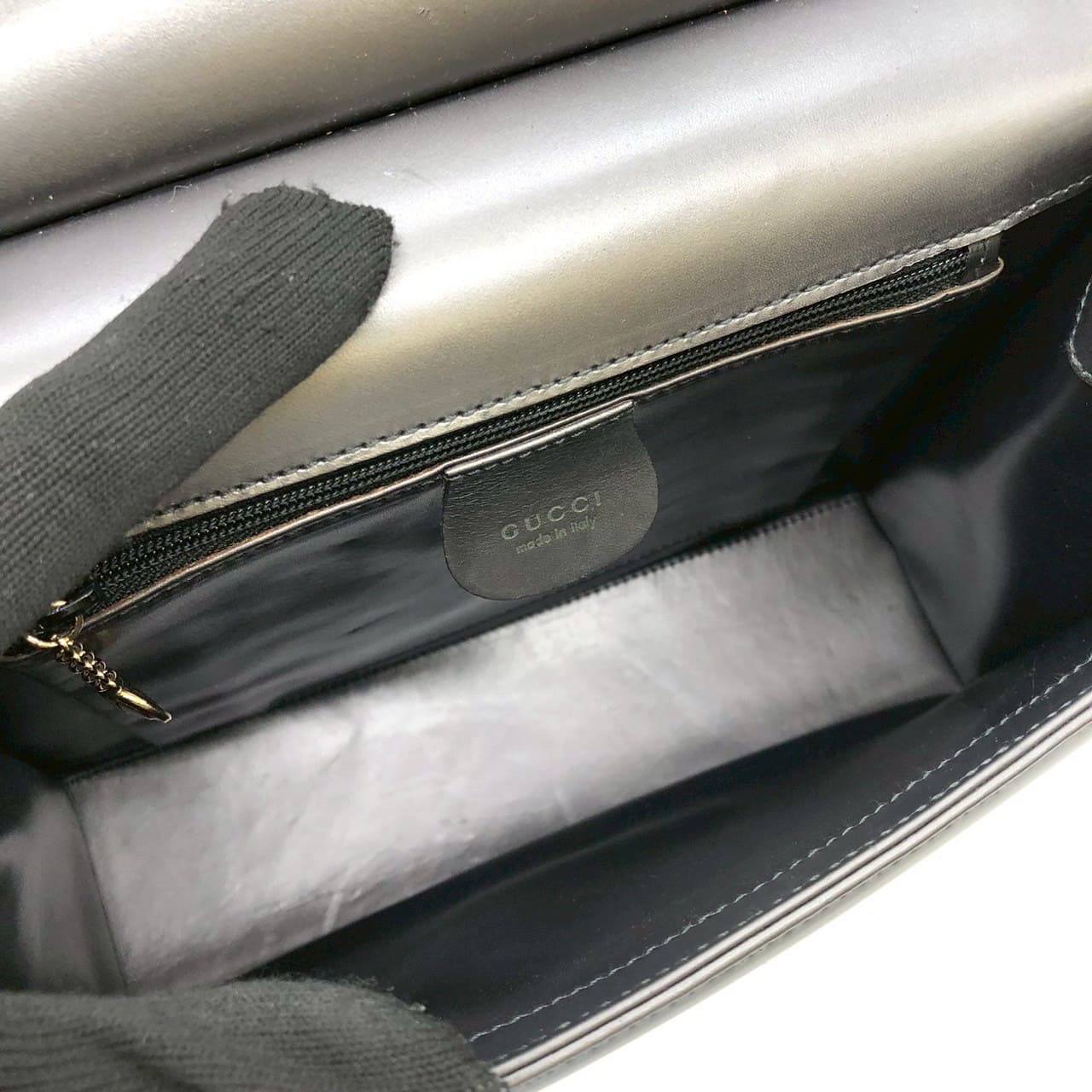 GUCCI 001 2058 Shoulder Bag, One-Shoulder, Leather, Gray, Women's