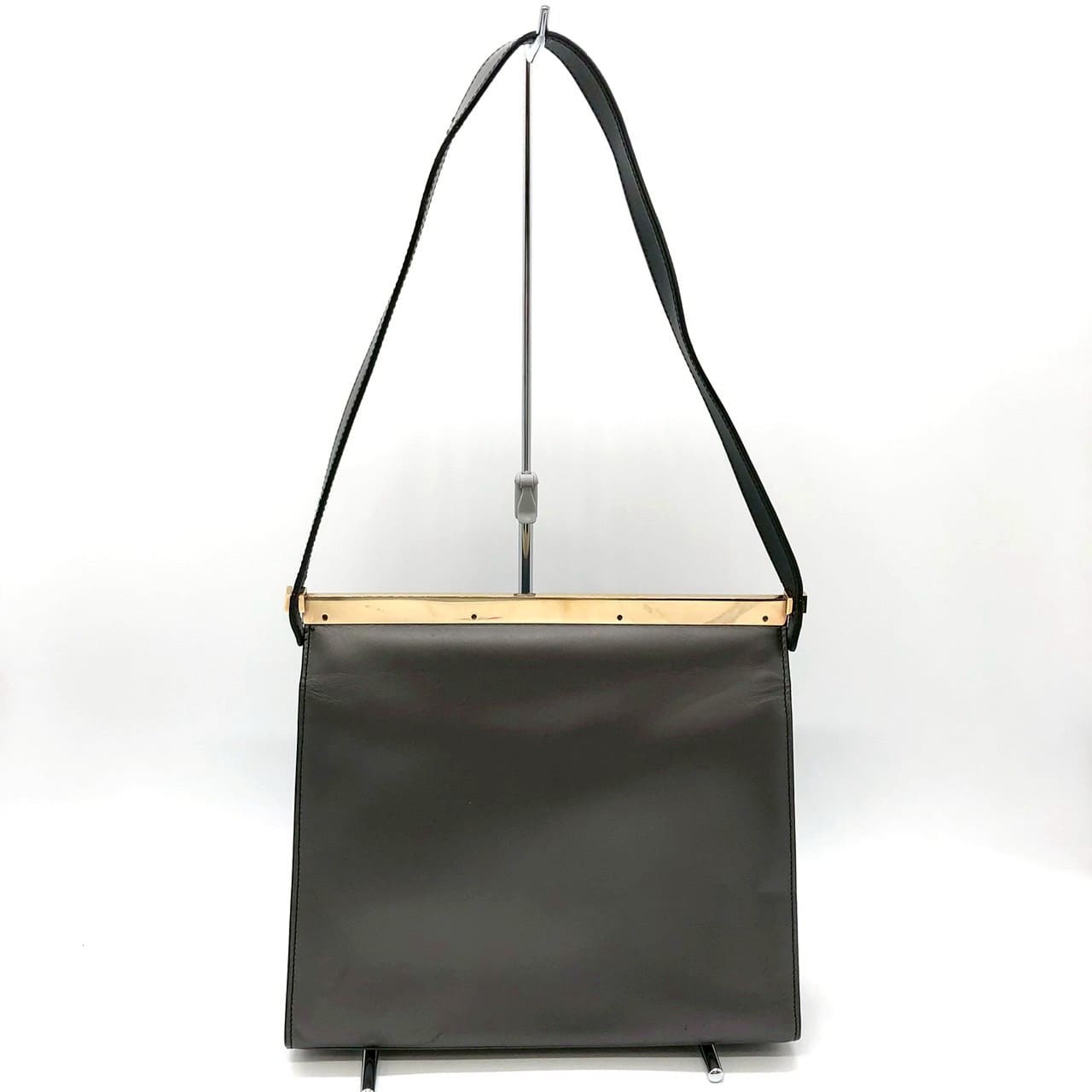 GUCCI 001 2058 Shoulder Bag, One-Shoulder, Leather, Gray, Women's