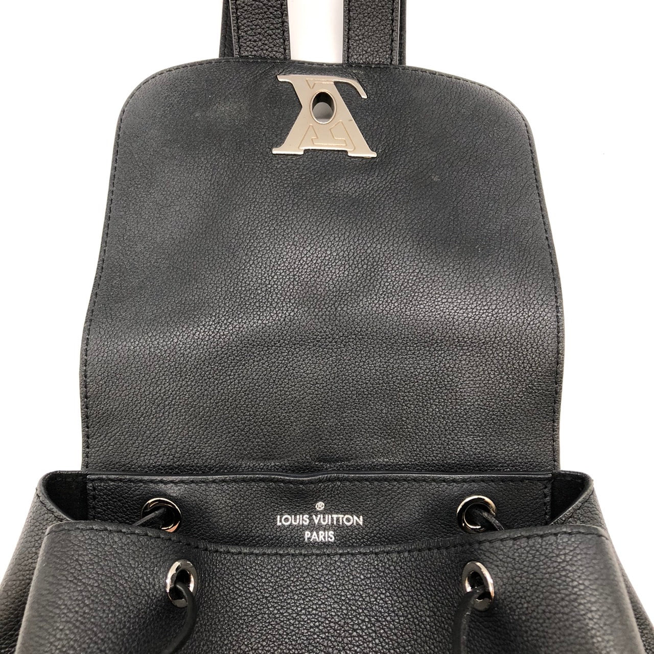 LOUIS VUITTON Lockme Backpack M41815, Black Leather, Women's