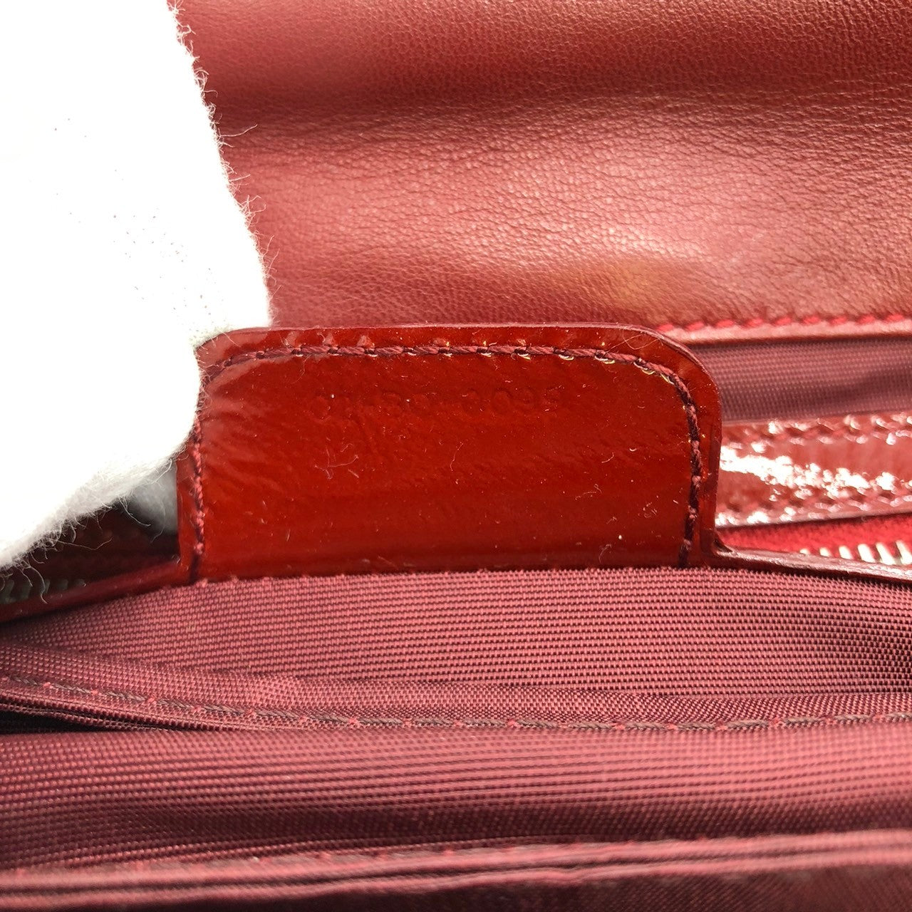 Dior Cannage Chain Shoulder Bag Handbag Red Enamel/Leather