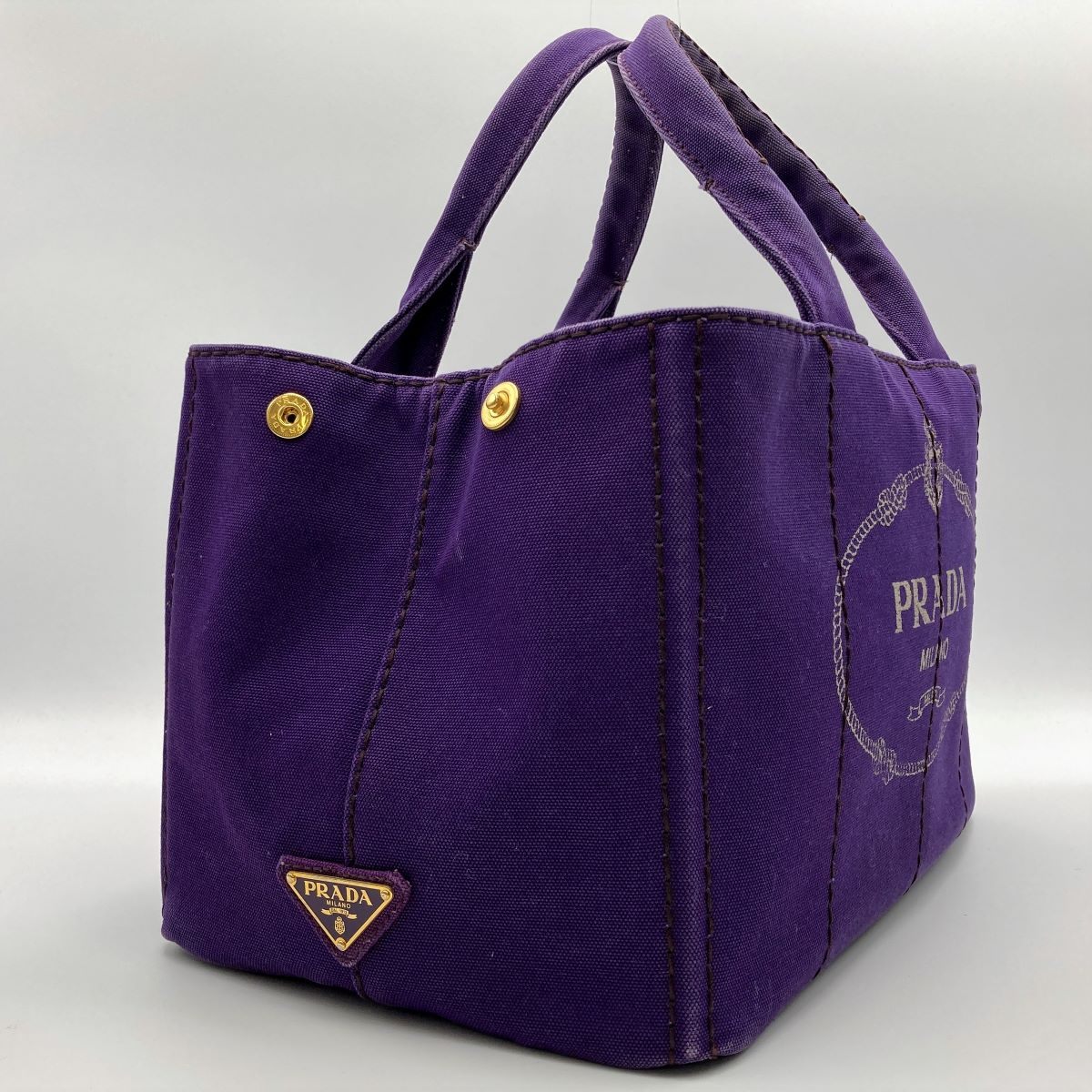 Prada BN1872 Canapa Large Tote Bag Handbag in Denim Purple