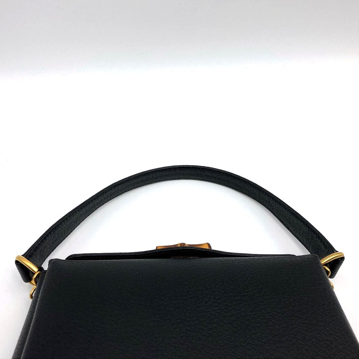 Gucci 000 2046 Bamboo Turnlock Handbag in Old Gucci Leather and Black