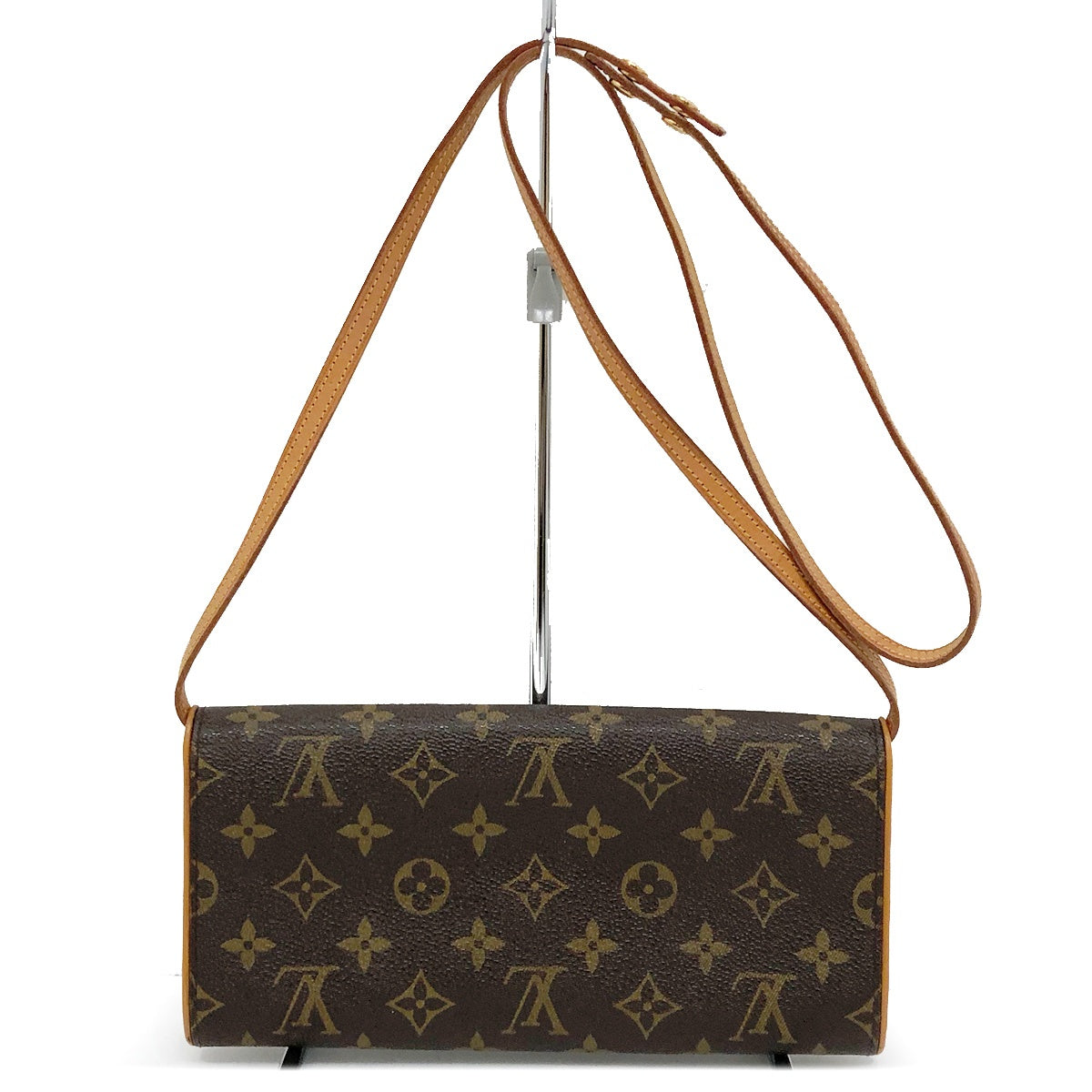 Louis Vuitton M51852 Pochette Twin GM Monogram Shoulder Bag, Crossbody, Ebene/Brown Monogram Canvas/Leather