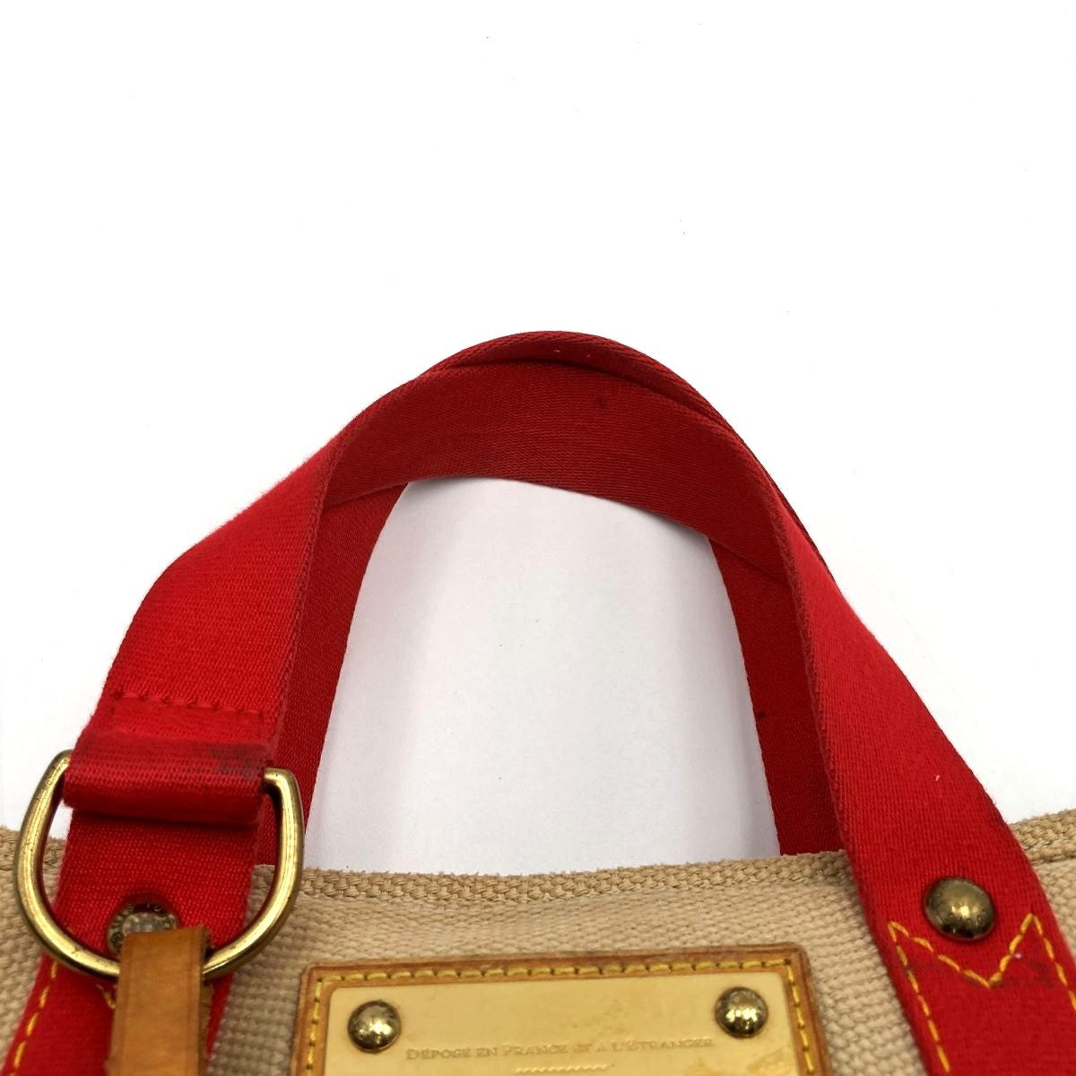 Louis Vuitton M40038 Antigua Cabas PM Handbag Canvas Beige x Red