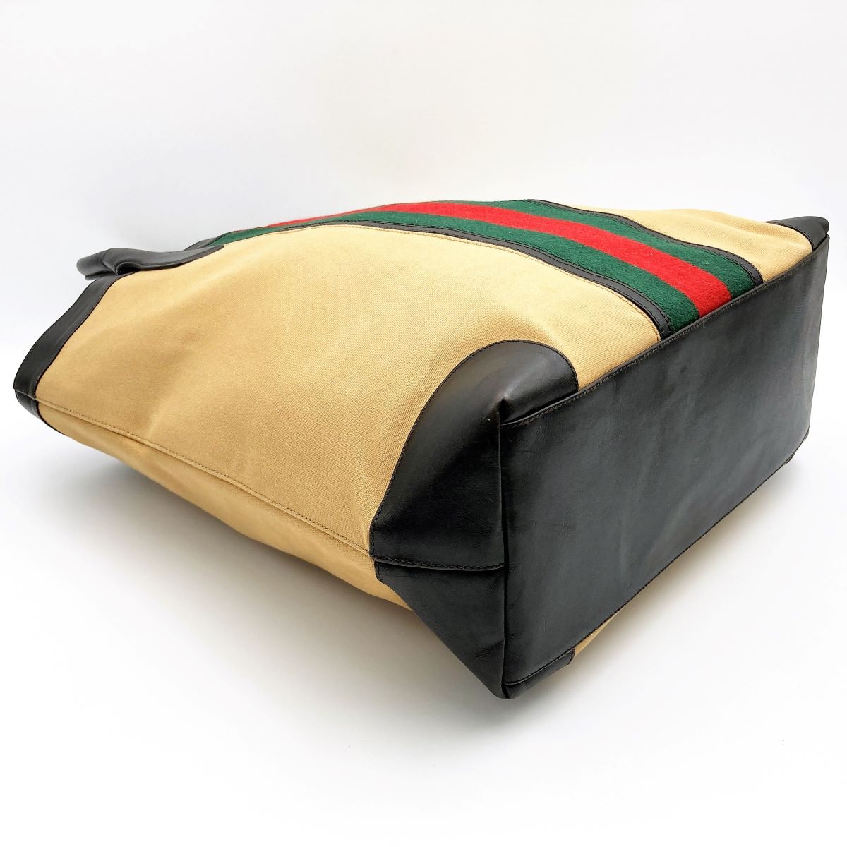 Gucci 002 1121 Tote Bag Canvas Leather Sherry Line Brown