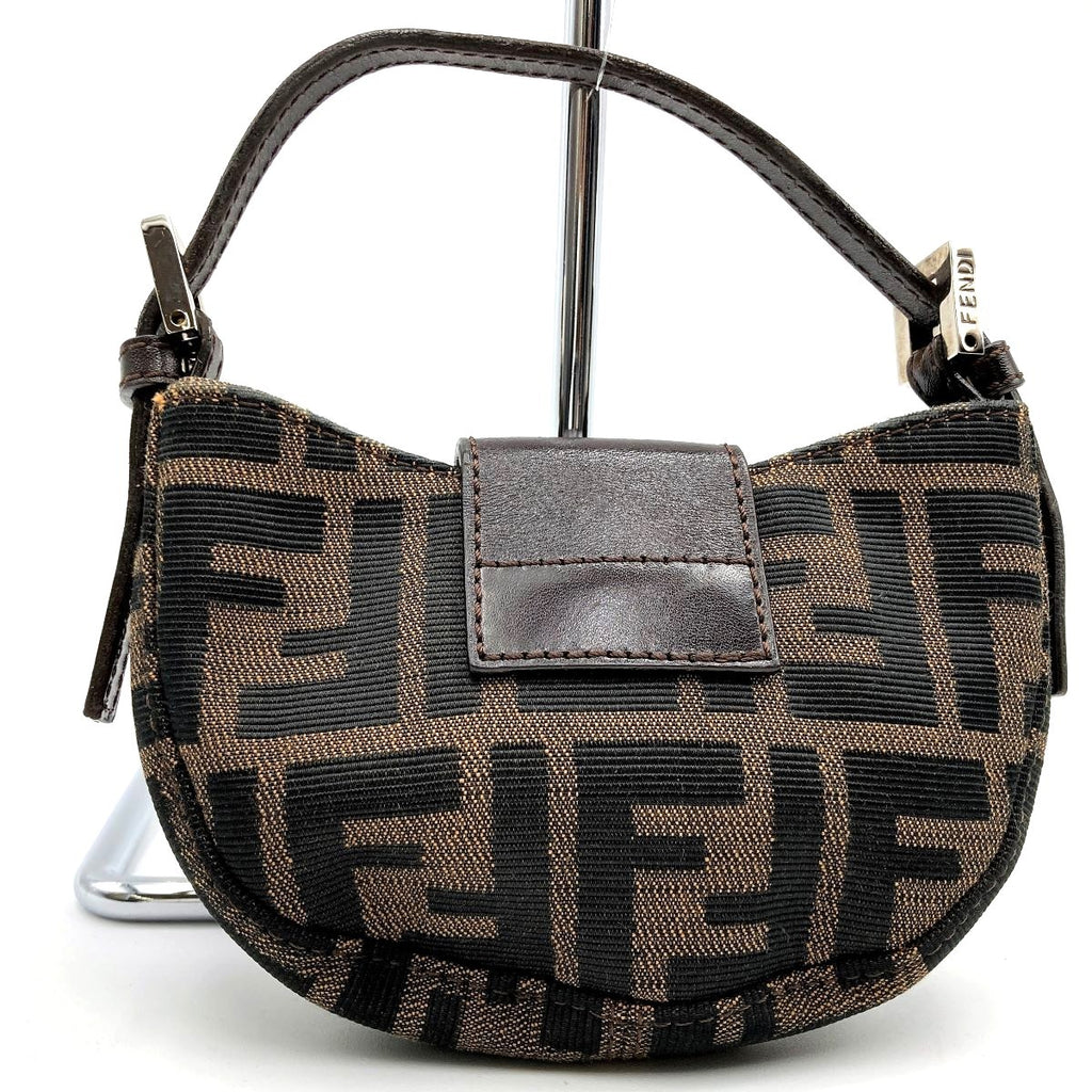 Fendi Zucca Mini Mamma Bucket Mini Croissant Mini Handbag Pouch Nylon Brown