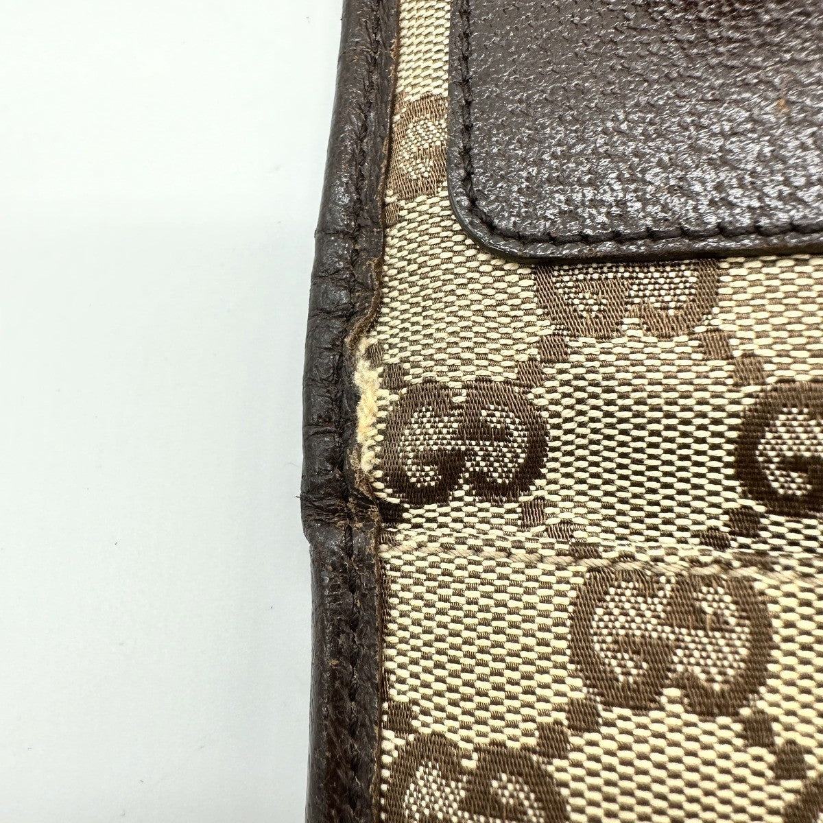 Gucci 27639 GG Line Crossbody Shoulder Bag, Canvas and Leather, Brown, Slim